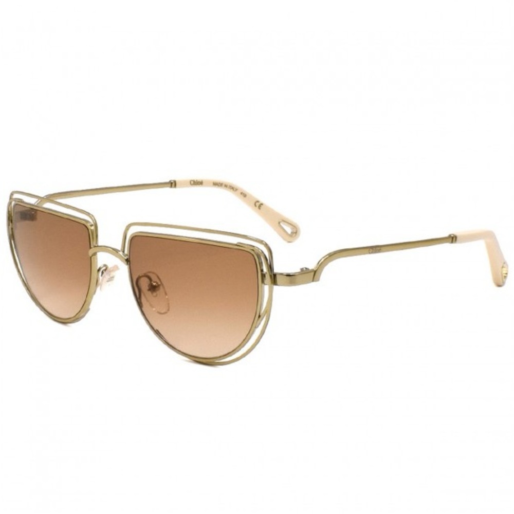 Chloe 52mm Square Sunglasses in Gold with Brown Lenses